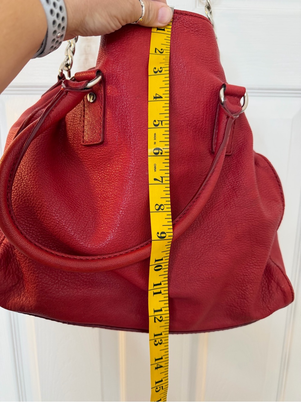Michael Kors Red Leather Chain-Handle Shoulder Bag - Picture 12 of 15